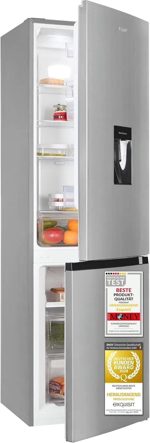 Exquisit, Kombinované chladničky s mrazákem, Excelentní kombinace mrazniček č. Frost 54 cm, 251 L, Inox, Stříbrná, 54 cm, 2.5 L, 39 dB
