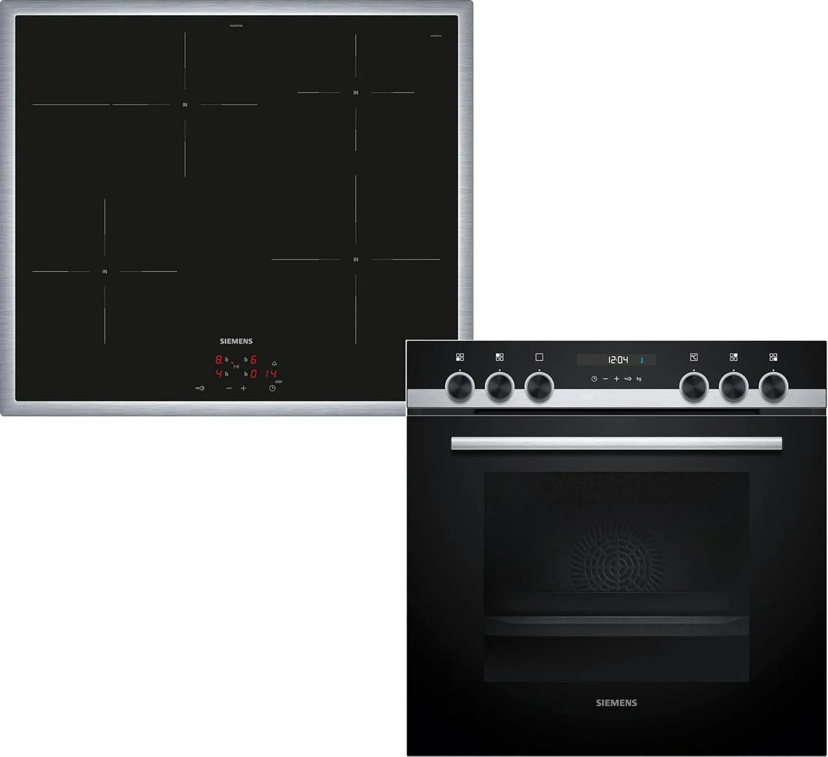 Siemens iQ500 EQ522IB01, Sety sporáku a trouby, set s indukční varnou deskou 60 x 60 cm, Černá, 60 x 60 cm, 71l, 595 x 594 x 548 cm