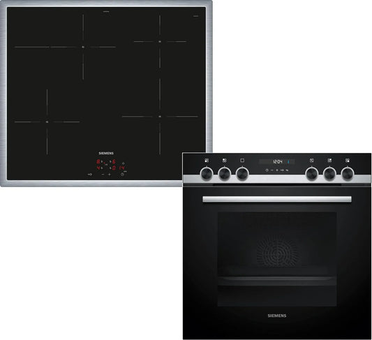 Siemens iQ500 EQ522IB01, Sety sporáku a trouby, set s indukční varnou deskou 60 x 60 cm, Černá, 60 x 60 cm, 71l, 595 x 594 x 548 cm