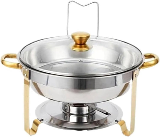 TRDEWR, Ohřívače nápojů a jídel, Chafing Nádobí Buffet nerezová ocel Chafer kolo catering warmer server pro party, Stříbrná, 1W, 6V