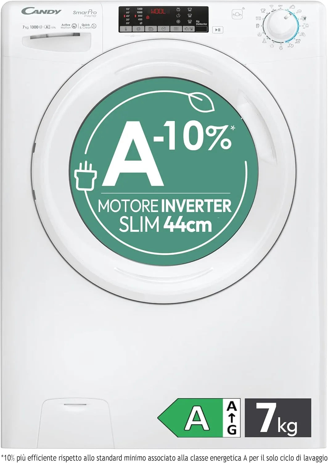 CANDY A-10, Pračky, Smart Pro Inverter Pračka Slim 7 kg, volně stojící, přední nakladač, třída %, Bílá, 7 kg, 76 dB, 85 x 60 x 45 cm