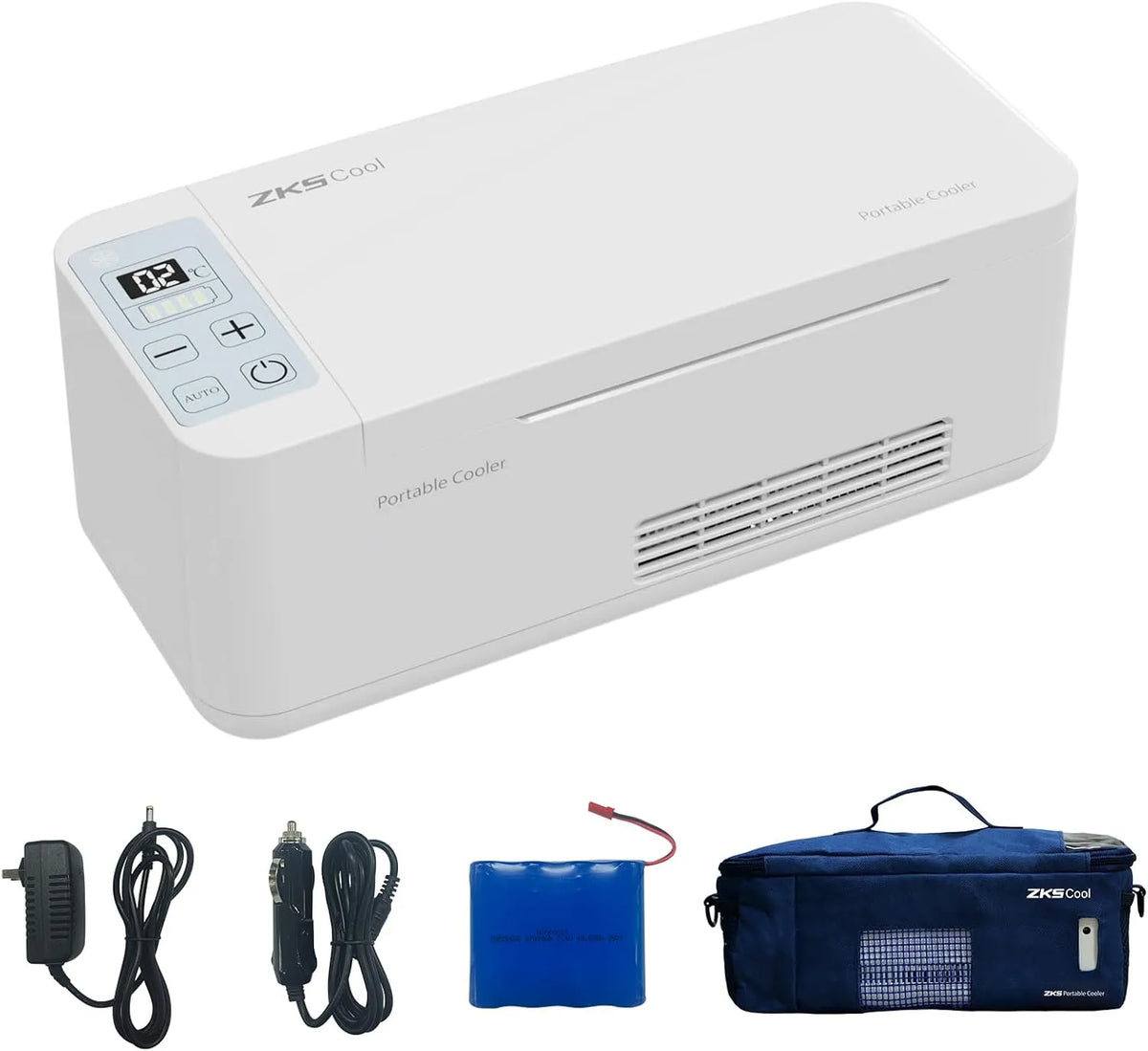 ZKSCool, Uchovávejte a přepravujte, Elektrická chladnička inzulínu, přenosná chladnička s LCD indikátorem teploty, Černá, 18 × 7, 3 × 3 cm, 2 v
