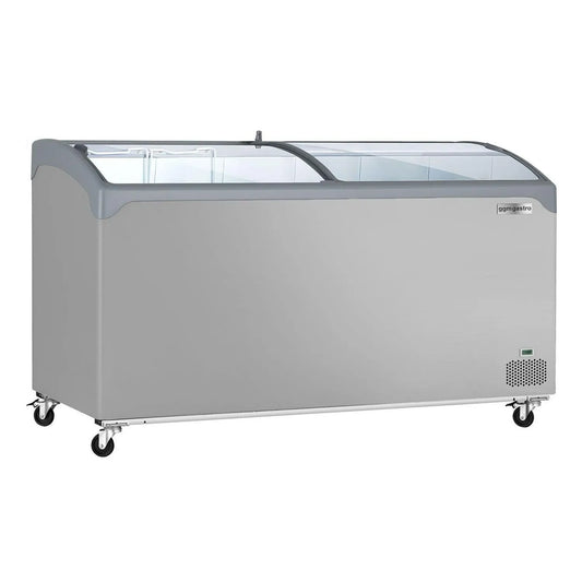 GGM Gastro, Truhlicové mrazničky, Mrazič 1570x650mm 352L s posuvným skleněným krytem, Průhledná, 1570x650mm, 352L, 1570 mm, 650 mm