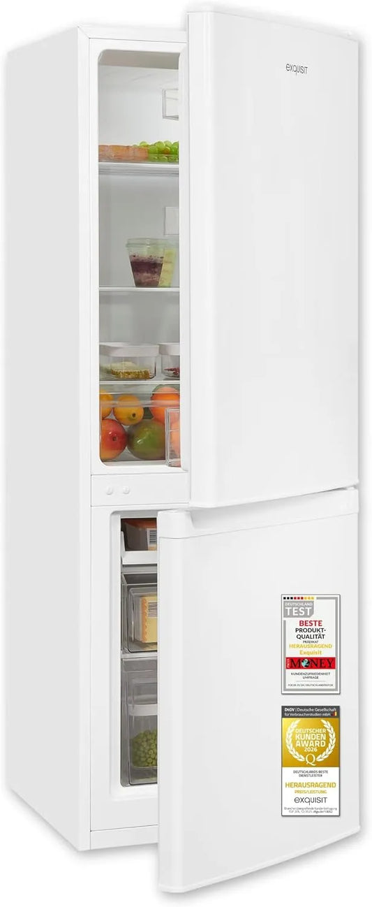 Exquisit, Kombinované chladničky s mrazákem, Excelentní lednice - mrazák kombinace 173 l, třída C, bílá - tichá 40 dB, Bílá, 173 l, 40 dB, 121 l