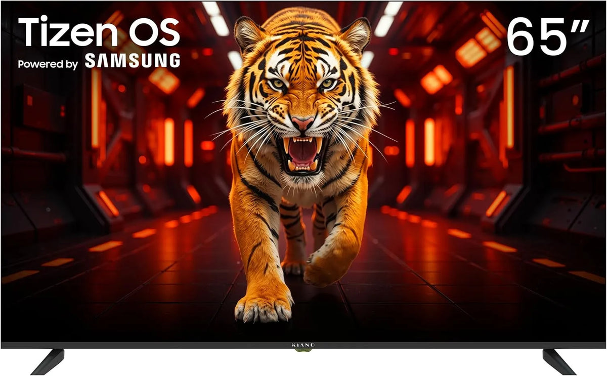 Kiano DVB-T2/C/S2 DVB-T2, Přenosné televizory, Elegance 65 palců (164 cm) 4K UHD LED Smart TV s TIZEN OS (výkon by Samsung), Černá, 164 cm, 4K