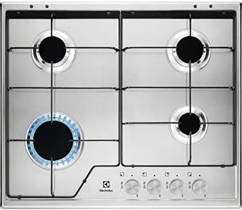 Electrolux, Varné desky, Elektrolux ks 6424 SX built- in plynový sporák nerezové ocelové plotýnky - deska, Stříbrná, 1000 W, 2000 W, 1 v, 60 cm