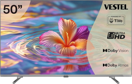 Vestel 50UT9840, Televizory, TV 50 palců Smart TV Poháněn TiVo, 4K UHD TV s Dolby Vision HDR, Dolby Atmos a, Černá, 4K, 126 cm