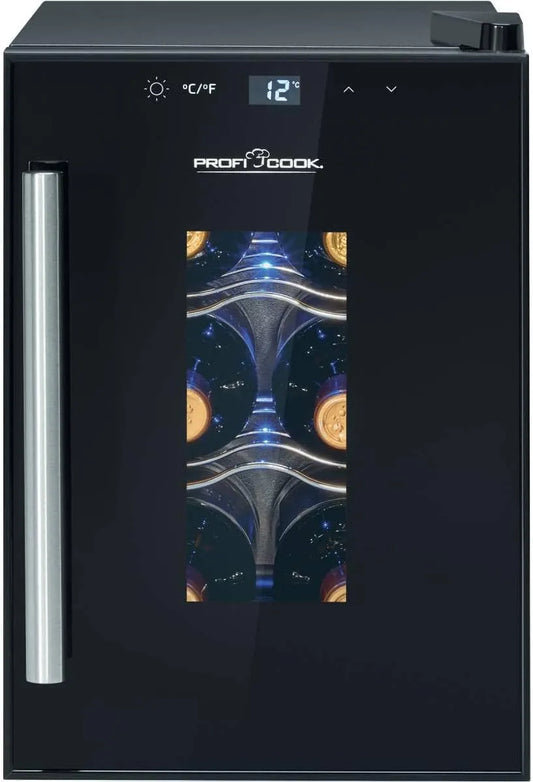 Profi Cook, Vinotéky, ProfiCook ® lednička na víno pro 6 lahví, lednička na nápoje s UV- odolnými, Černá, 6 l, 17L, 1230 l, 0, 75 l