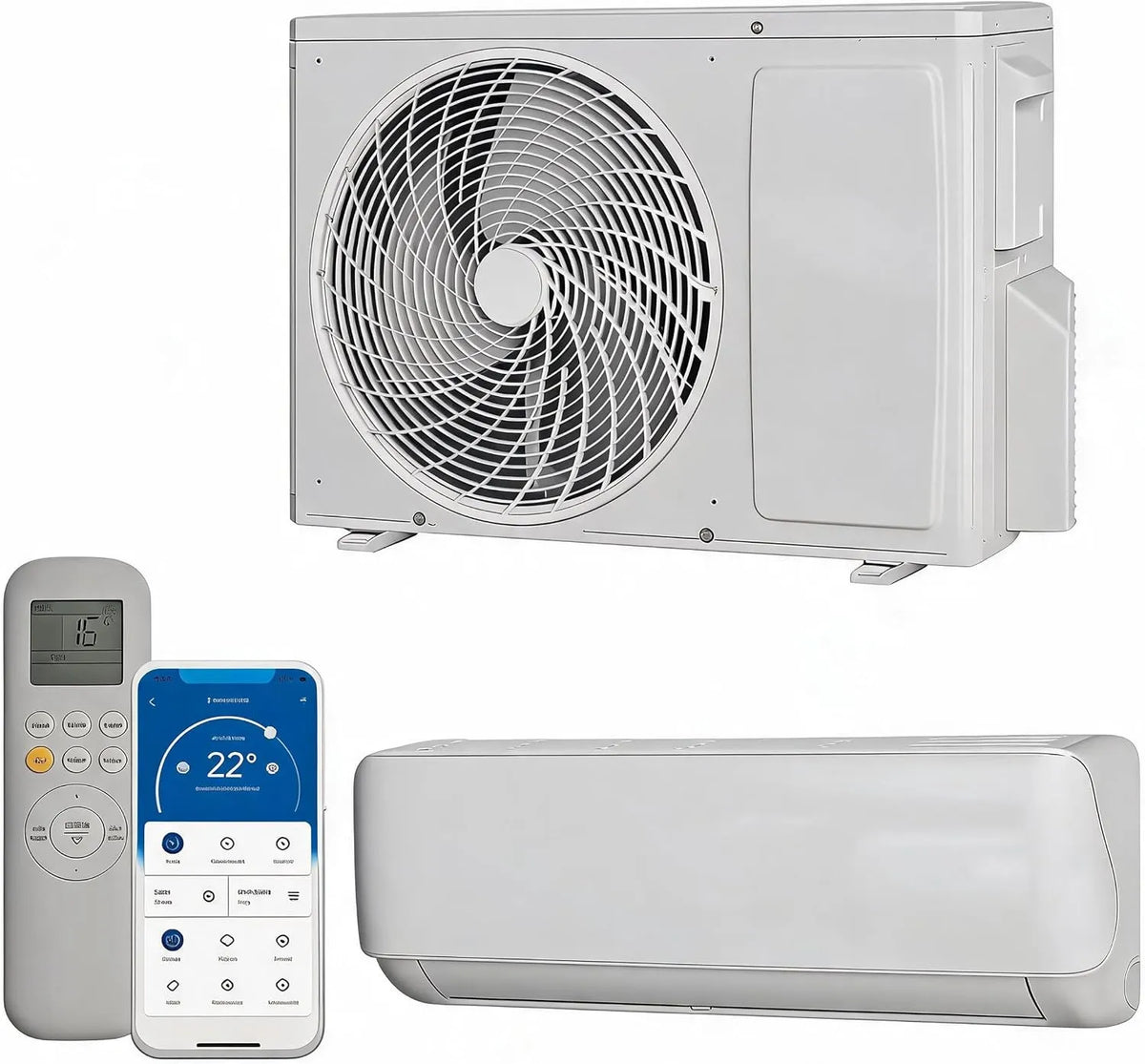 Koioplie, Mobilní klimatizace, Rozdělené klimatizace 12000 BTU s ovládáním aplikace, Bílá, 12000 BTU, 9000 BTU, 000 BTU, 240 V