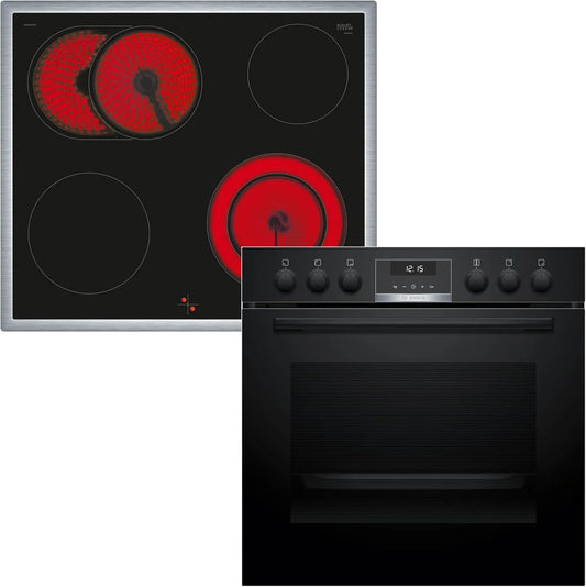 Bosch NKN645GA2E HND611LS62, Sety sporáku a trouby, built- in sporák set, sestávající z HEG517BB3 sporák, 60 x 60 cm, Made in, Černá, 645G, 611L