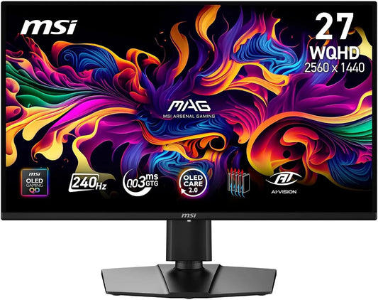 MSI 274QP, Monitory, MAG QD- OLED X24 Gaming Monitor 26, 5 palců WQHD, Černá, OLED, 24 G, 240 Hz, 13000 V