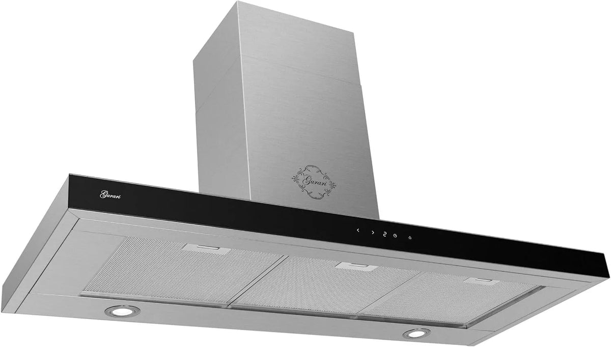 Gurari, Nástěnné digestoře, nástěnná kapota GCH 972 BL 120 Quatro nerezová skleněná kapuce 120 cm, Stříbrná, 120 cm, 29.5 Kw