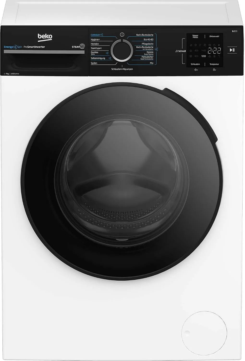Beko BM3WFU3741R, Pračky, Plná automatická pračka, 7 kg, EnergySpin, spinning 1400 ot. / min, SteamCure, Bílá, 3W