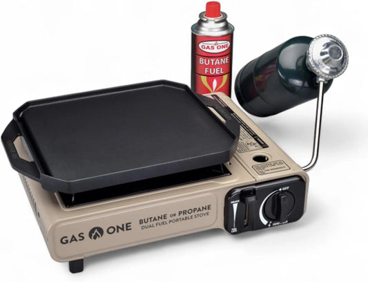 GasOne GS-3400P-KIT, Propangrills, Propan plyn nebo butangasstad s plochým grilem krytem - Dual- Fuel Propane Gril, Vícebarevné, 227 g, 462 g