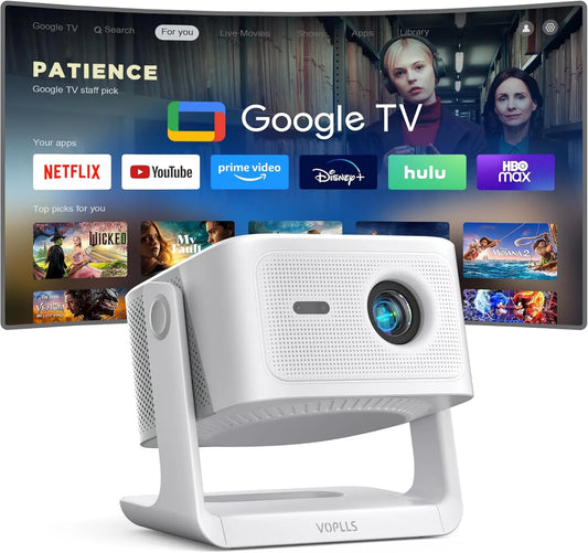 VOPLLS Audio/HDR10 1200ANSI, Projektory, + Smart Beamer Google TV / Oficiální App APOPLLS Beamer 4K Home Cinema s, Černá, 4K, 2G, 16G, 1G