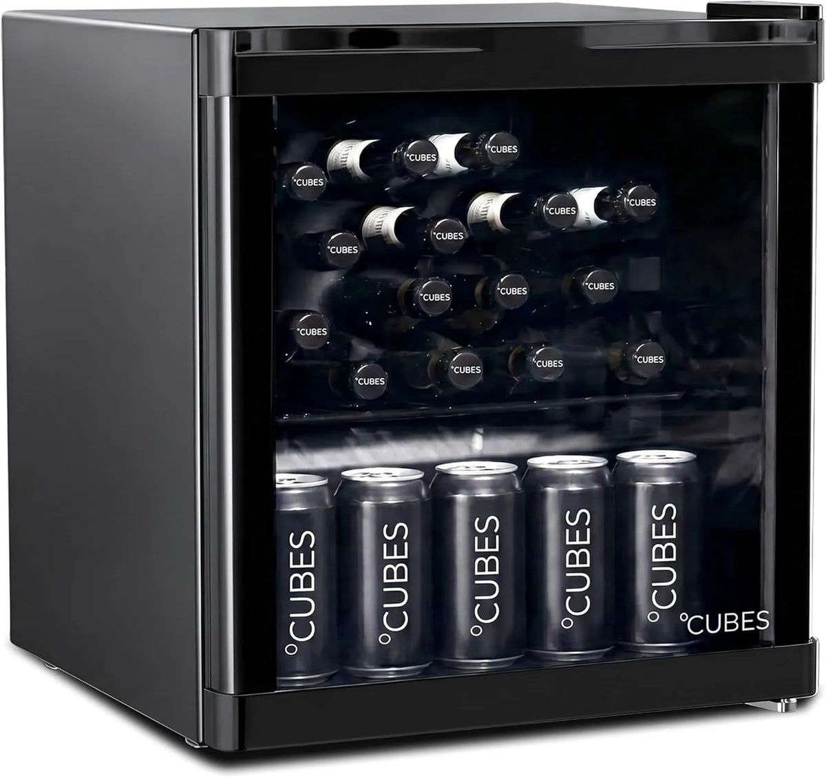 °CUBES, Minichladničky, ° CUBES Mini Lednice 48 L černá - Elegantní Nápoj Lednice se skleněnými dveřmi &, Černá, 48 L, 1 V, 28 l, 39 dB