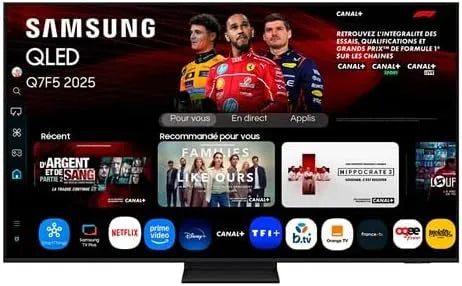 Samsung Q7F5, Televizory, QLED 4K Smart TV 75 palců s AI- Vision, barevný objem s Quantum Dot a více, Černá, QLED, 4K