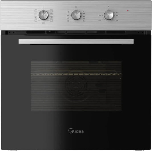 Midea 65M80M1IX, Trouby, built- in trouba, 70L kapacita, 3000W, nerezová ocel, 9 funkcí, dvojité gril, Stříbrná, 70L, 9 V, 2v