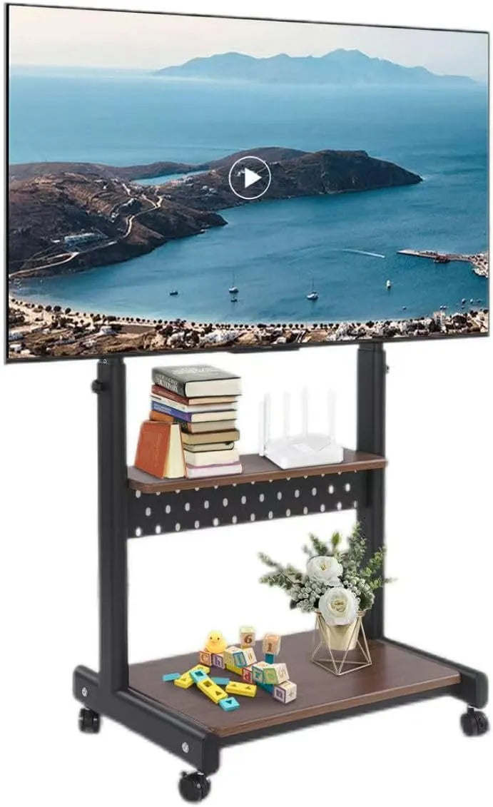 EUAIIPull, TV stolky a nízké skříňky, TV Stojan Rolling Bar Univerzální Podlaha TV Mount Carrying 100kg Výška, Černá, 100kg, 128.5 cm, 220.46l