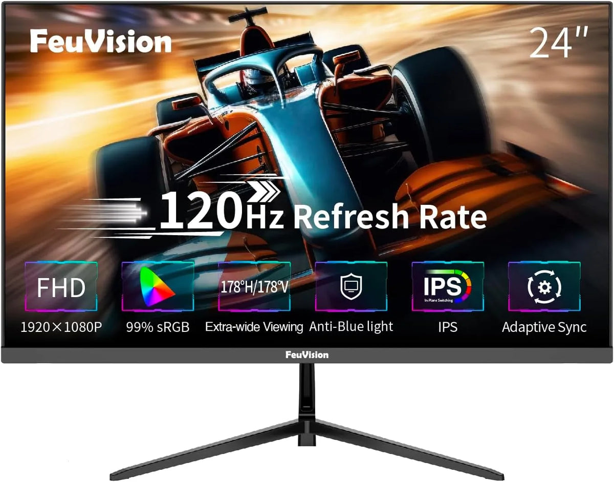 FeuVision 1080p, Monitory, 24 palcový monitor 120Hz, FHD, PC displej, IPS, 1ms, Černá, 120Hz, Full HD, 1920x1080