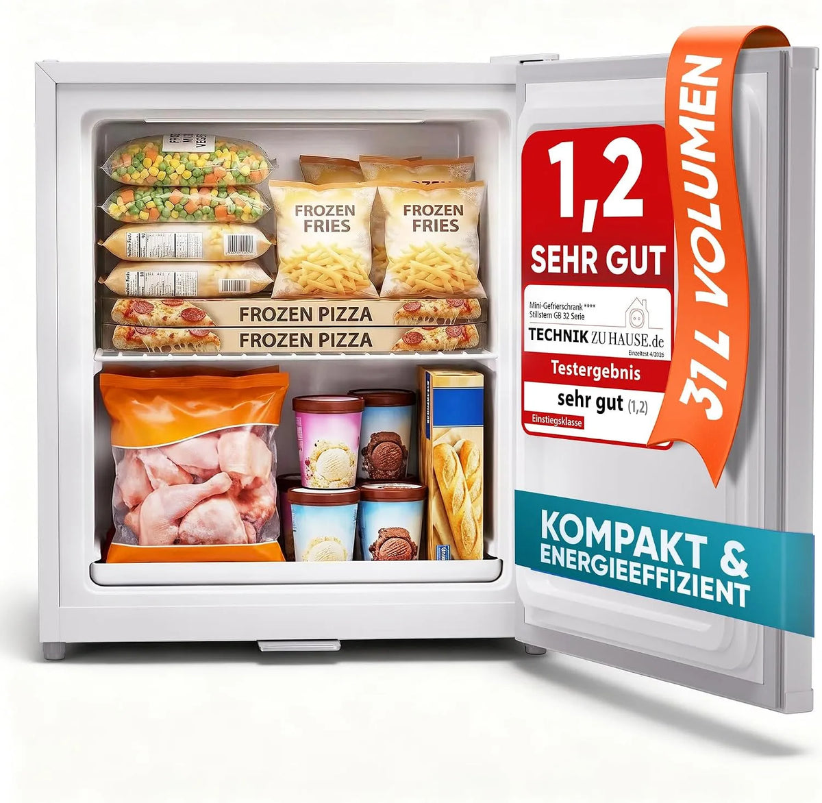 Stillstern 4-Sterne, Mini mrazničky, Mini Mrazicí zařízení Small & Tichý 31L, Mrazicí Mini Mrazicí box -18 ° C s, Bílá, 31L, 147 kW, 39 dB