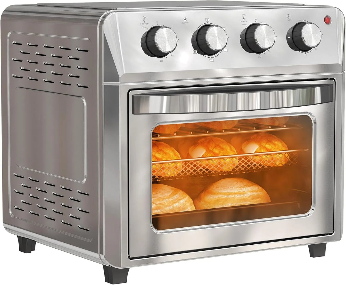 HOMCOM, Horkovzdušné fritézy, Mini Pečící Pečicí trouba s cirkulací vzduchu Mini Pečící Pečicí Pečivo 24 L, Stříbrná, 24 L, 1600W, 1.5kg, 40.6L