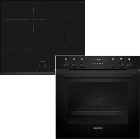 Siemens EQ522IAAB iQ500, Sety sporáku a trouby, set s indukční varnou deskou 60 x 60 cm EQ52SIAB, Černá, 60 x 60 cm, 217G, 71 l, 60 cm