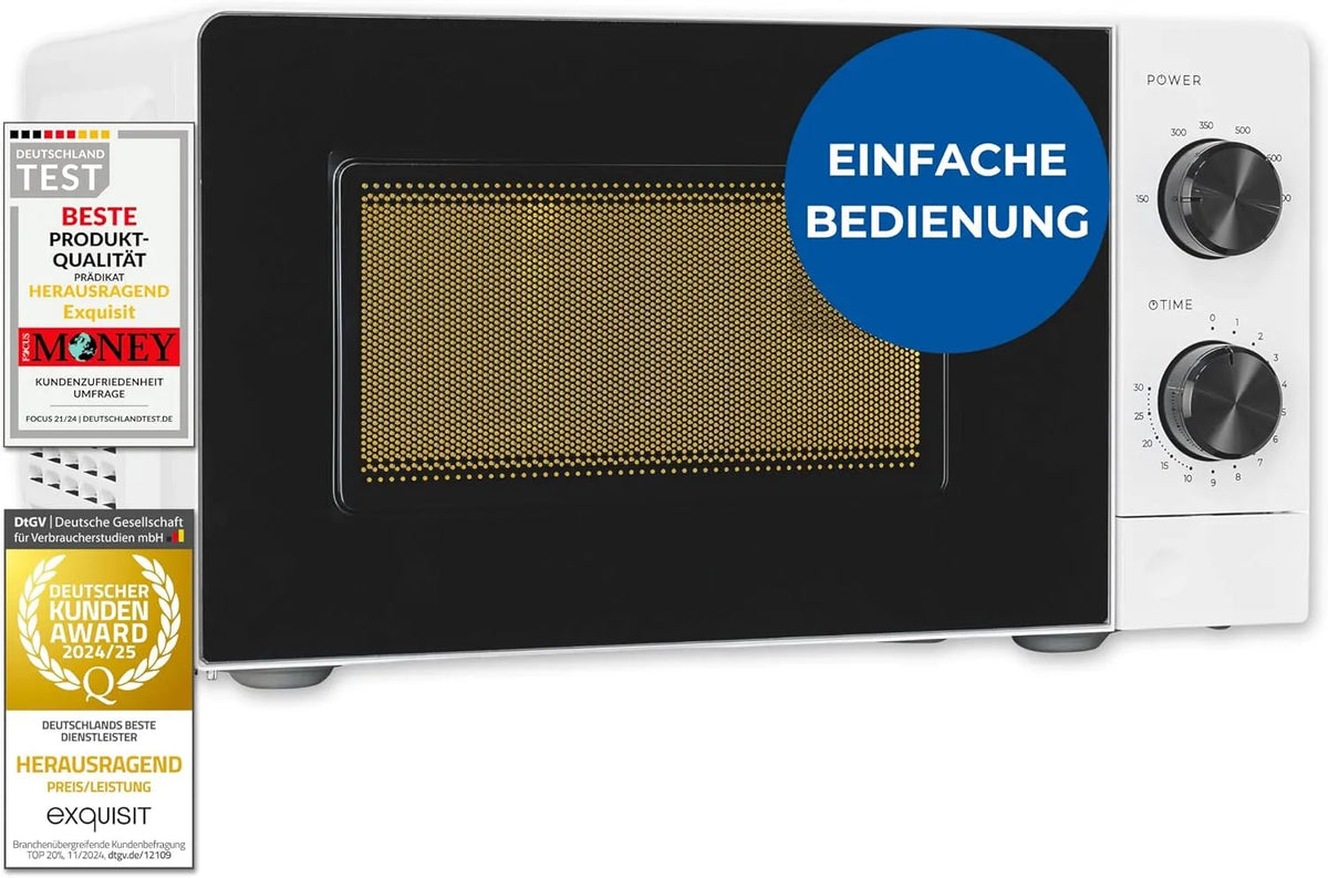 Exquisit, Multifunkční mikrovlnné trouby, Excelentní mikrovlnná trouba 20 L, 700 W - bílá, funkce rozmrazení, 5 stupňů, Bílá, 20 L, 700 W