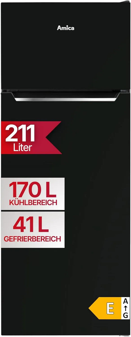 Amica, Kombinované chladničky s mrazákem, Mrazicí mrazák 211 l FrostControl LED osvětlení 144 x 54 x 55 cm - Chladič, Černá, 211 l