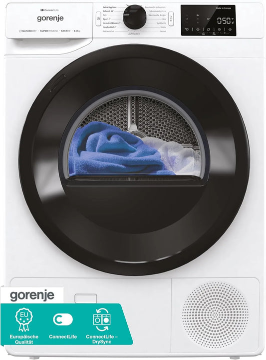 Gorenje DPNE82/GN DPNE82, Sušičky s tepelným čerpadlem, / GN sušič / kondenzace s tepelným čerpadlem / 8kg / 16 programů / WIFI / Made in, Černá