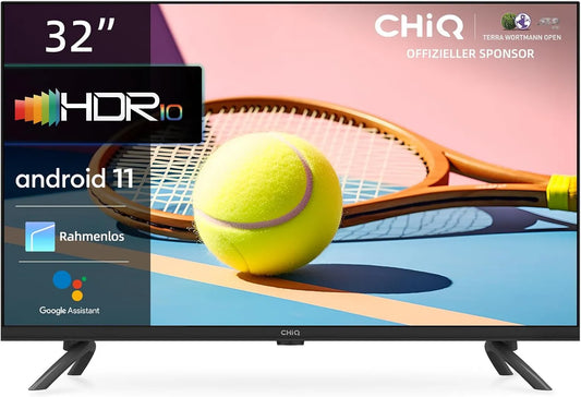 CHiQ DVB-T2/T/C/S2 L32G7L, Televizory, TV, 32 palců, 720p, Smart TV, Android11, HDR, WiFi, Bluetooth, Google Assistant, Černá, 32G, 7L, 2.4G