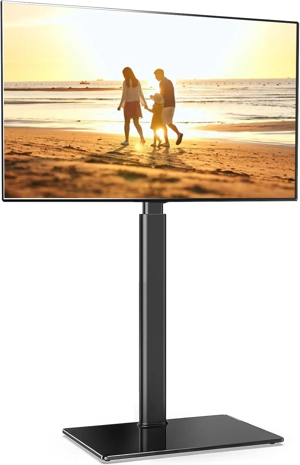 FITUEYES, Stojanové nohy, Stojan na TV s se skleněnou podlahou pro 32- 60 palců, do 30 KG, černý, Černá, 30 KG, 100 × 100 mm, 600 × 400 mm
