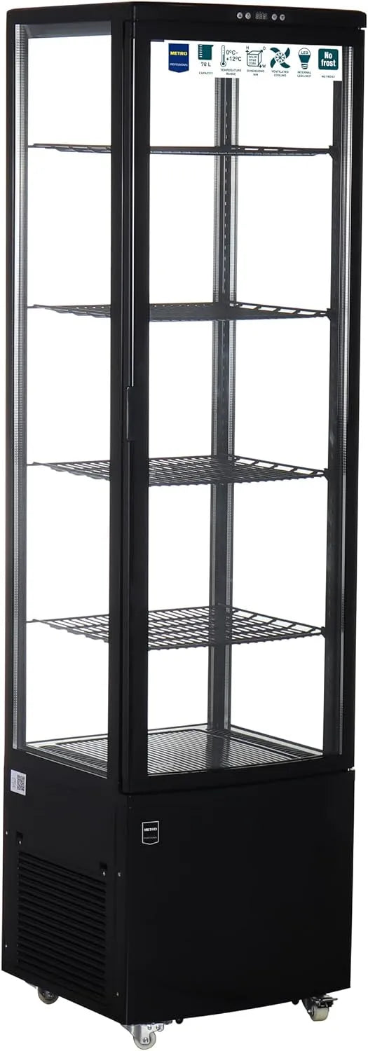METRO Professional GGC3270B, Chladicí vitríny, Panorama Chladnička předváděcí pouzdro, plast / sklo, 270 L, 4 nastavitelné, Černá