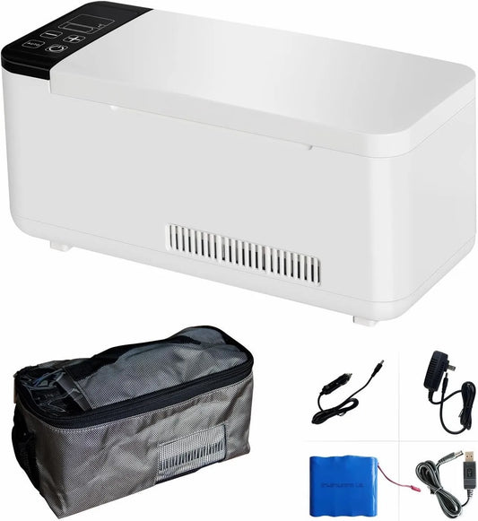 TORRONBE, Uchovávejte a přepravujte, Chladicí box na inzulín, 2-8 ° C Mini Medicine lednička, dlouhá pracovní doba 8, Bílá, 0.6L