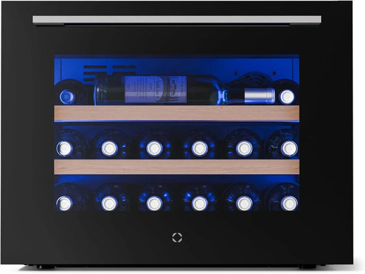 Klarstein, Vinné skříně, Clearstone Illuminosa Víno Lednice Built- in - 19 lahví, 1 zóna, 5-20 ° C, Touch, Černá, 19 l, 61 l, 59 × 56, 3 × 45