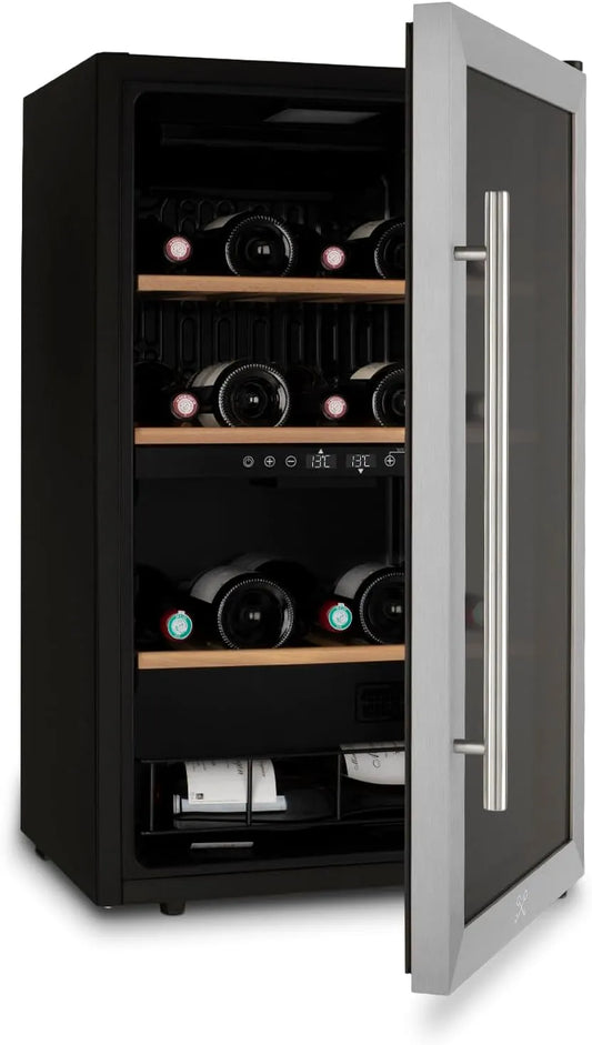 LES PETITS CHAMPS CAVCD32, Chladničky na víno a sekt, Built- in winn lednice, 32 konverzních lahví, 80 l, nerezová ocel, skleněné, Stříbrná