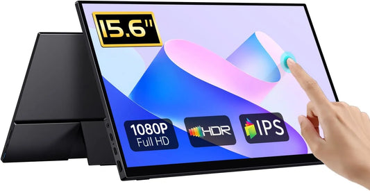 CAPERAVE 6-Zoll-FHD-IPS-Touchscreen, Monitory, Přenosný dotykový monitor, 15 6palcová FHD IPS dotyková obrazovka s tvrzeným, Černá, 1920x1080