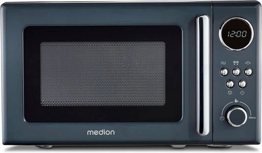 MEDION MD15000, Samostatné mikrovlnné trouby, Retro mikrovlnná trouba malá (20 litrů, cca 800 W, 5 mikrovlnných úrovní, 8, Šedá, 20 l, 800 W