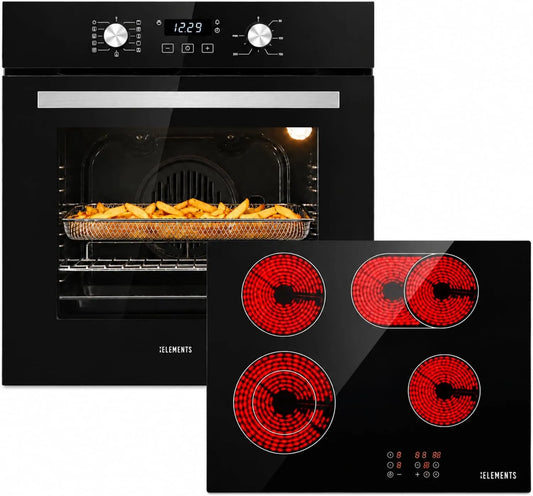 KB ELEMENTS, Sety sporáku a trouby, Autonomní sporák 60 cm - built- in trouba s Air Fry & Steam Clean, skleněná, Černá, 60 cm, 59 cm, 73 L
