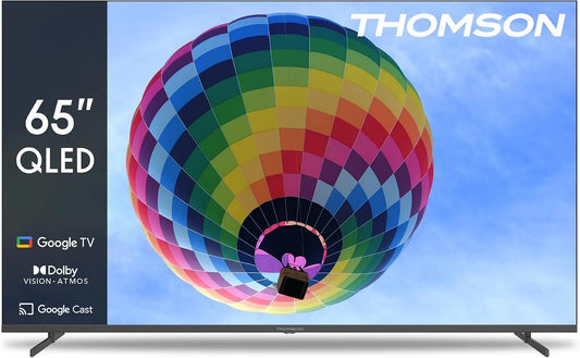 Thomson 50QG4S14, 50 palců (126cm) QLED centrální nohy Google Smart TV, Wi-Fi, Dolby Audio, Černá, 126cm, QLED, 4K, 3l