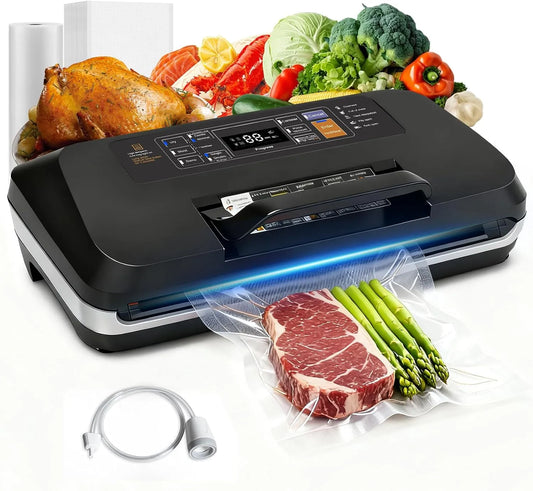 OidoZac 12-in-1 95kPa, Zařízení pro svařování filmů, 95 kPa Odsávací zařízení pro foodthalth, 12- in-1 Dvojité těsnění Vakuový Seal, Hnědá, 1 v