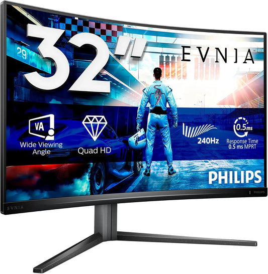 PHILIPS 32M2C5500W HDR400, Monitory, Evnia - 32 palců QHD zakřivený herní monitor, 0.5 ms MPRT, 240 Hz, FreeSync Prem., Šedá, 5500W