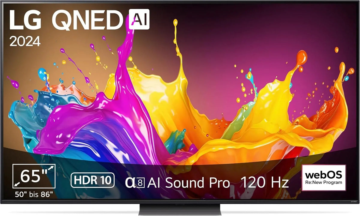LG 65QNED86T6A HDR10, Televizory, TV 65 '(165 cm) QNED TV (α8 4K AI procesor, webOS 24, až 120Hz) [model rok 2024], Černá, 65 ', 165 cm, 4K