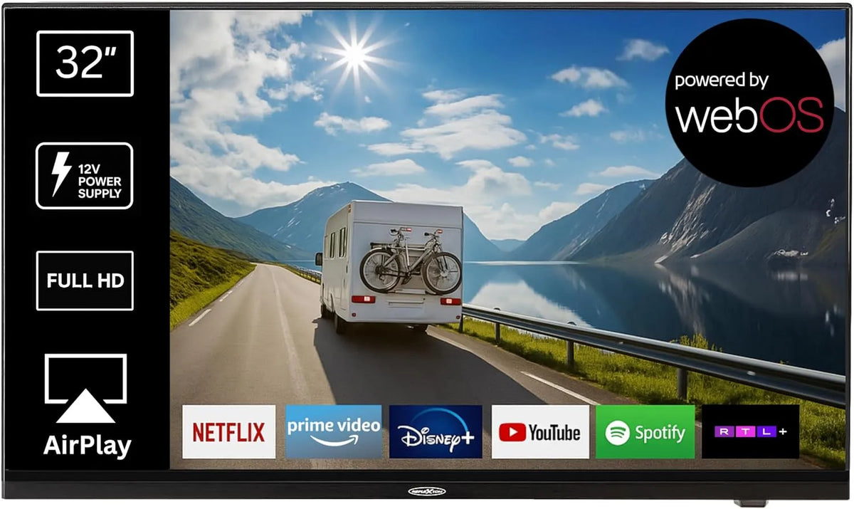 REFLEXION LDDX32IBT-Black, Smart LED TV 32 palců / 80cm, LG webOSHub, karavan / mobilní domů / kempování /, Černá, 80cm, 230 V, Full HD