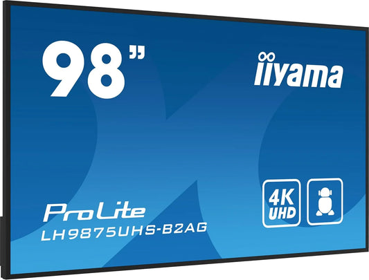 iiyama LH9875UHS-B2AG USB2.0, Monitory, Liyama Prolite 247.7cm 97.5 'Digitální signage displej IPS LED Panel 4K UHD VGA, Černá, 247.7cm, 97.5 '