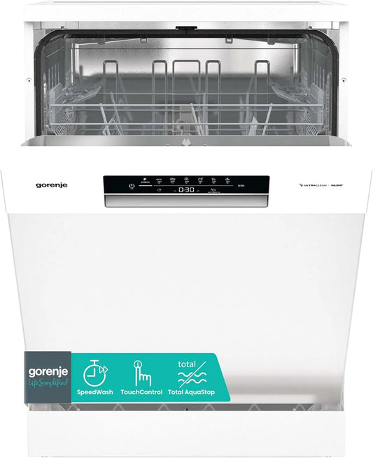 Gorenje GS642E90W, Myčky nádobí, 60 cm, Oddělené myčky nádobí, 13 šitých stropů, Total AquaStop, kompletní ochrana, Bílá, 90W