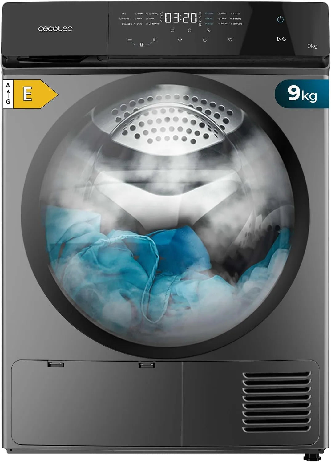 Cecotec, Sušičky s tepelným čerpadlem, oblečení sušička 9Kg Bolero DressCode Dry 8400 oceli. Ekvivalentní pro, Bílá, 9Kg